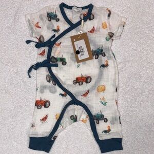 ANGEL DEAR TRACTORS WRAP COVERALL cotton muslin 0/3m
